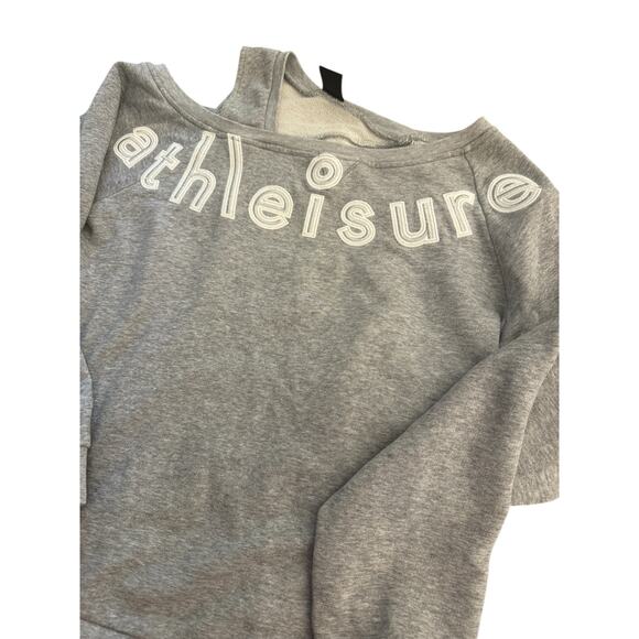 Pinko Gray Cutout Athleisure Off the Shoulder Sweatshirt Embroidered XS ($250) - Picture 3 of 8
